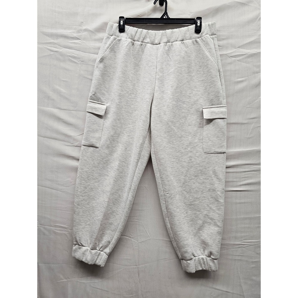 Express Womens Cargo Jogger Pants Light Grey Polyester Blend Athletic Size XL